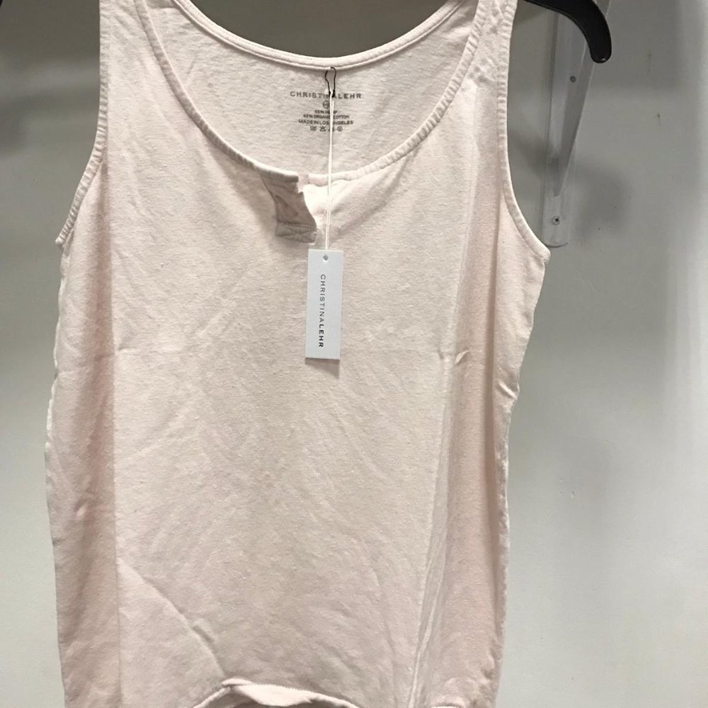 NWT Christina Lehr skipper tank top one size organic tee t shirt light pink hemp